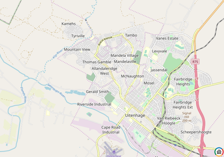 Map location of Uitenhage